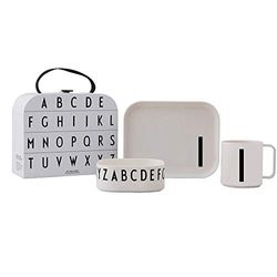 Design Letters Classiques in Valise Enfant Lot de 4 | Idéale Cadeau Noel Enfant | Tritan Assiette Bebe, Bol Bebe, Tasse, Organisateur Valise pour Bébé | Coffret Cadeau Sans BPA, BPS, Goutte Sûre