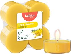 Bolsius - True Scents - Lot de 8 Chauffe-Plat Maxi Parfum - Mimosa - Longue durée de Combustion de 8 Heures - Extraits naturels - Cire végétalienne - sans Huile de Palme