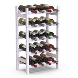 BAKAJI Cave à vin en Bois Bambou avec 20 Compartiments pour vin Champagne, Porte-Bouteille de Terre, Cave pour Coin Bar, Salon, Cuisine, bistrot, Restaurant, 43,5 x 24,5 x 73 cm (Blanc)