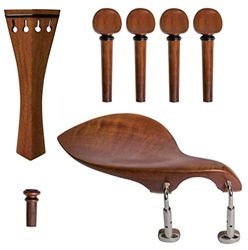 Set di violini GEWA, set di accessori, set di pezzi di ricambio, cordiera, mentoniera, pomello finale, 4 pioli, legno di bosso, modello con mentoniera Guarneri, 4/4