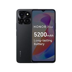 HONOR X6a Mobile Phone Unlocked, 6.5-Inch 90Hz Fullview Display, 4GB+128GB, 5200 mAh Long-lasting Battery, 50MP Triple Camera, Android 13(2 Year Warranty), Midnight Black