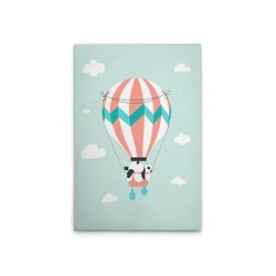 A.S. Création DD132528 Impression sur toile pour chambre d'enfant Motif panda en montgolfière Vert/blanc 60 x 90 cm