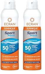 Ecran Sunnique Sport - Bruma Protectora Solar SFP 50 Piel Mojada, Protección Alta UVB, UVA, Refuerza las Defensas, Resistente al Agua, para Todo Tipo de Pieles- 250 ml (Paquete de 2)