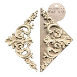 WoodUbend WUB2094A Pack of 2 Pediment Applique - Heat Bendable & Flexible Wood Onlays 11x21cm - DIY Craft, Furniture & Home Decor - Easy to Apply & Paint - Versatile, Reusable & Decorative Decals