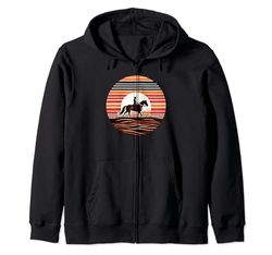 Retro Sunset Horse Riding Horseback Riding Equestrian Horses Felpa con Cappuccio