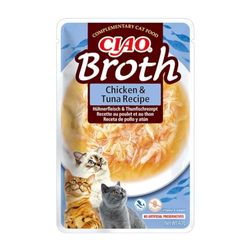 INABA Ciao - Broth Poulet & Thon - Friandise pour Chat Humide - Délicieuse et Saine - Sauce - Plat d'accompagnement - Complément Naturel et sans Céréales - Pâtée pour Chat - 1 x 40g