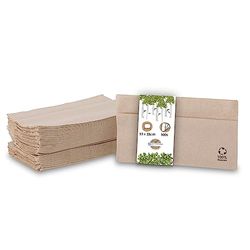 GREENBOX Pack of 100 paper napkins, 33 x 33 cm, recycled paper, unbleached, brown napkins, 1-ply, catering napkins, 1/8 fold, snack napkins, party napkins