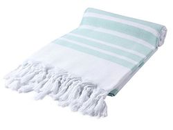 Cacala Toallas turcas de hammam - Diseño Tradicional Peshtemal para baños, Playa, Sauna, Ultra Suaves, de Secado rápido, absorbentes, 37 x 70 Pulgadas, 100% algodón, Aguamarina, 95 x 175 x 0,5 cm