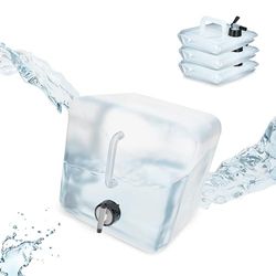 Relaxdays Tanica da Campeggio Pieghevole, in Set da 4, con Rubinetto, Plastica Senza BPA, 10 Litri, Trasparente Nero