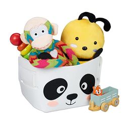 Relaxdays Corbeille de Rangement, Feutre, Motif Panda, Caisse, Enfant, HxLxP : 24x27x18 cm, Coffre Jouets, Noir/Blanc