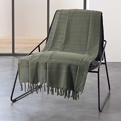 douceur d'intérieur, Jeté de Fauteuil (150 x 150 cm) Lilia Kaki, Coton Tissé