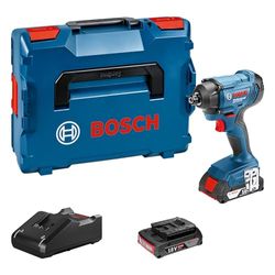 Bosch Professional 18V System accuslagmoeraanzetter GDR 18V-160 (max. draaimoment: 160 Nm, schroeven M6 - M14, 1/4"-binnenzeskant, 2x 2,0 Ah accu en oplader, in L-BOXX)