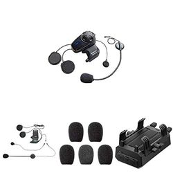 Sena SMH10-11 Ecouteurs et Intercom Bluetooth pour Motards avec Kit Micro Universel + SMH-A0302 Kit de Fixation pour Micro Fixe et Filaire + SC-A0109 Mousses + Powerpro-01 Powerpro Support