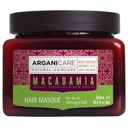 Arganicare | Gamme Macadamia | MASQUE RÉPARATEUR | A l'huile de Macadamia Bio | Lutte contre la casse | Maintient le taux d’hydratation | Cheveux Secs, Abimés & Colorés | 500 mL