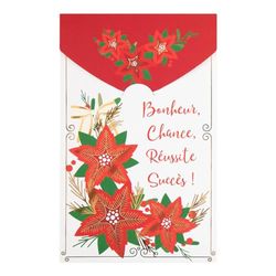 DRAEGER Paris | Happiness, Luck, Success Greeting Card | Christmas Poinsetia Stars | Eve | Hot Gold Finish | 10.5 x 17 cm | Made in England | Envelope Included | FSC® Paper