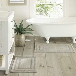 Tommy Bahama Set di tappeti da bagno, 100% trapuntato, ultra morbido e peluche, altamente assorbente, cotone, grigio, 2 pezzi