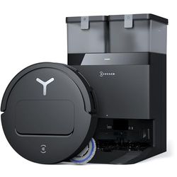 ECOVACS DEEBOT T50 OMNI Robot Aspirapolvere Lavapavimenti, 15000 Pa, Spazzola Laterale Estensibile e Lavapavimenti, ZeroTangle 2.0, lavaggio con acqua calda a 75 ℃, Ultrasottile 81 mm, Nero