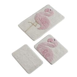 Setmat Set (3 pièces) blanc avec flamant rose