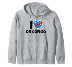 I Love DR Congo Democratic Republic Of Congo Bandera Corazón Sudadera con Capucha