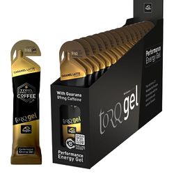 Torq Energy Gel Caramel Latte (With Guarana) - Sports, Cycling, Running Gels with 30 g Carbohydrates, Box of 15