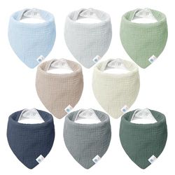lulumoon Babero de Muselina Babero para Bebé: Pañuelo Triangular para Bebé niña y niño, 100% Algodón (A-Seashore)
