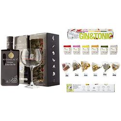 The Botanical's - Pack con Ginebra London Dry y Copa Balón, 700 ml & Botanicos gin tonic! Regalo Especias Gin Tonic naturales -Gin & Tonic selección. 6 infusiones variadas para aromatizar tu cóctel