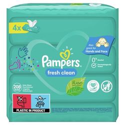 PAMPERS Frais Clean Lingettes pour Bébé 4 Paquets 208 Lingettes