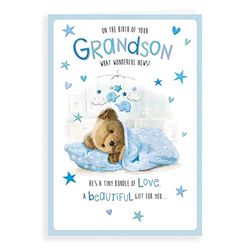Schattige babykaart Geboorte van kleinzoon - 9 x 6 inch - Regal Publishing