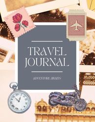 65-Page Travel Journal – Colourful Vintage Travel-Inspired Cover with Blank Pages and Passport Stamp Graphics