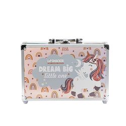 Lip Smacker Beauty Train Case, Set de Regalo para Niñas con 22 Brillos de Labios, 9 Sombras de Ojos Cremosas, 2 Esmaltes de Uñas, 4 Polvos y Clips para el Cabello
