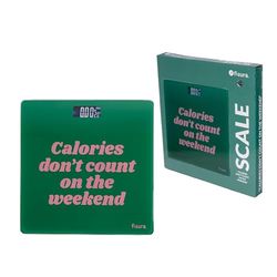 Fisura - Digitale weegschaal voor de badkamer "calories don't count". Glazen personenweegschaal. Elektronische weegschaal tot 180 kg met 50 gr nauwkeurigheid, Step-On technologie. 30 x 30 cm