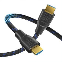 Sonero PHC111-005 8K Ultra High Speed HDMI-kabel met ethernet, nylon vlechtwerk, vergulde aansluitingen (8K UltraHD, 4K 3D met 50Hz/60Hz, 48Gbps Full Bandwith, Dynamic HDR), 0,5 m