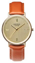 Orphelia Fashion Relógio de pulso analógico para homem Alium com correia de couro, castanho-dourado, Correia