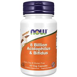 Now Foods, 8 Billion Acidophilus & Bifidus (Bonne Culture Bactérienne), 60 Capsules végétaliennes, Testé en Laboratoire, Sans Gluten, Sans OGM, Végétarien, Sans Soja