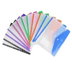 Elalove 12 Pack A4 Plastic Wallets Folders – Clear Punch Pocket Document Files with 6 Colors, Heavy Duty Waterproof PP, Expandable to 2cm, Pre-Punched for 2/3/4 Ring Binders