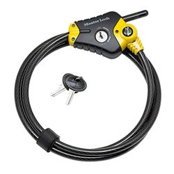 Master Lock 8420EURD Cavo Regolabile Antifurto da 30 cm a 4.5 m, Python ottimo per Strumenti, Attrezzature Sportive, Mobili da Giardino Nero/Giallo, 4.5 m