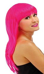 Folat 26701 roze pruik lang haar pony, één maat