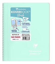 Clairefontaine - Ref 366773C - Koverbook Blush Wirebound Notebook (80 Sheets) - A5 Size, Lined Ruling, 90gsm Brushed Vellum Paper, Pastel Polypro Cover - Mint