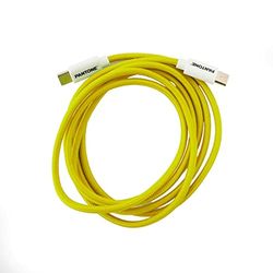 Celly, USB-C naar USB-C kabel met omkeerbare aansluiting voor snel opladen, lengte 1,5 m, PVC-connectoren en anti-kniknylon mantel, snel opladen en gegevensoverdracht, geel