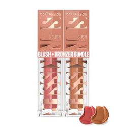 Maybelline New York, SUNKISSER, Multi-Purpose Illuminating Liquid Blush, Blush, Highlighter and Bronzer, Healthy Glow, Tanned Complexion, Glowy Makeup - City Sizzle + Electric Bronze (Bundle)