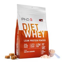 PhD Nutrition Diet Whey Low Calorie Protein Powder, Low Carb, High Protein Lean Matrix, Salted Caramel Diet Whey Protein Powder, High Protein, 62 Servings Per 2 kg Bag [Packing May Vary]