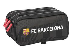 Safta F.C. Barcelona Black etui met drie vakken, voor kinderen, ideaal voor schoolleeftijd, comfortabel en veelzijdig, kwaliteit en duurzaamheid, 21,5 x 8 x 10 cm, zwart, Zwart, Standaard, casual