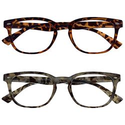 OPULIZE The Reading Glasses Company Marrone E Grigio Lettori Valore 2 Pacco Stile Gregory Peck Uomo Donna Rr14-2T7 +3,00-58 Gr