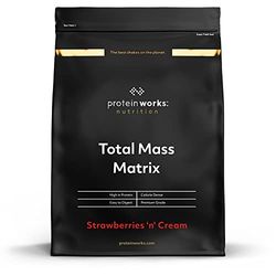 Protein Works - Total Mass Matrix | Portion de 475 calories | Masse musculaire | Prise de poids | 8 Servings | Fraises à la Crème | 1kg