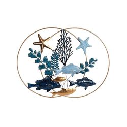 Home ESPRIT Wall Decor Blue Gold Mediterranean Fish 83 x 6 x 63 cm