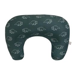 Boppy Voedingskussen, bosgroene dinosaurussen, groter, steviger, ondersteunend kussen voor borstvoeding en flesvoeding, stevigere vulling, hogere lift, groter gebied dan origineel voedingskussen