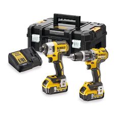 DEWALT DCK266P2T-QW - Kit Taladro Percutor DCD796 XR 18V, Atornillador de Impacto DCF887, 2 Baterías 5Ah + Cargador DCB115, Maletín Tstak