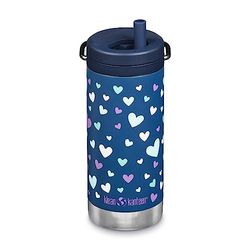 Klean Kanteen TKWide - Corazones azul marino de 12 onzas (con giro)
