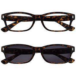 The Reading Glasses Company Brown Tortoiseshell Readers With UV400 Sun Reader Value Twin Pack Mens Womens RS10-2 +3.00