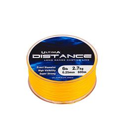 Ultima Distance La Ligne Spécialisée pour Lancer-Bobine de 600m pour Hommes, Orange Feu, 0.25mm-6.0lb/2.7kg